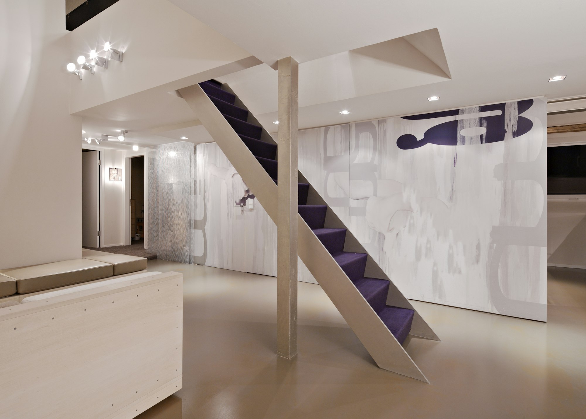 53887,Purple staircase in modern home